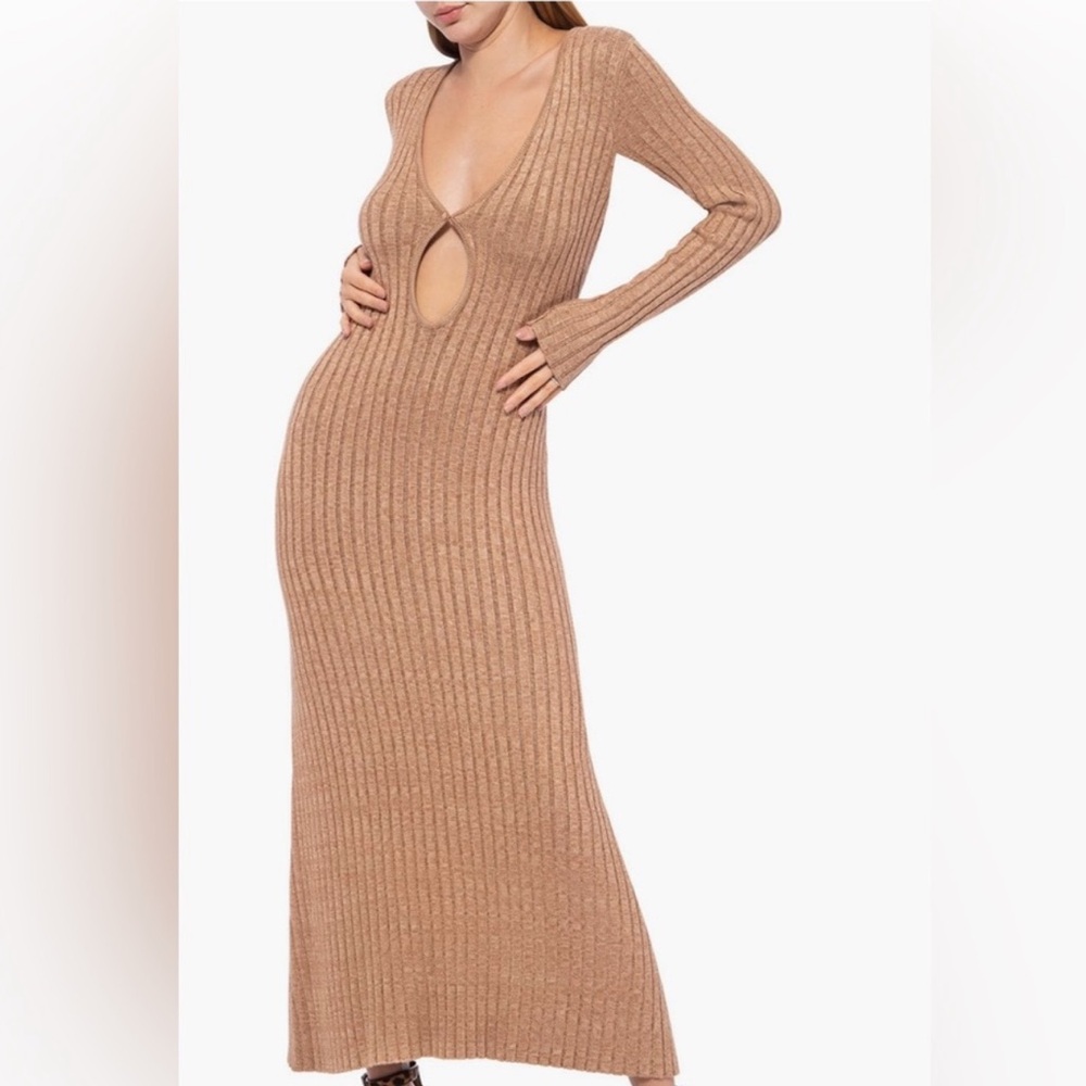 AFRM Ribbed Knit Tan Max Dress